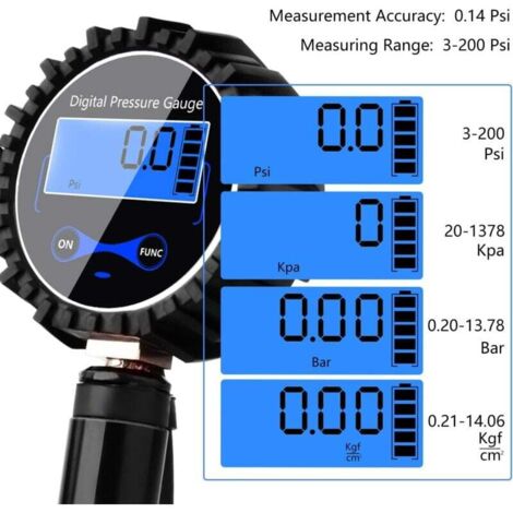 [NEVER USED] Digital Tire Pressure Gauge, 200 PSI, Inflation Gun Tip and Compressor with LCD Display for Car, Truck, Motorcycle, Bicycle