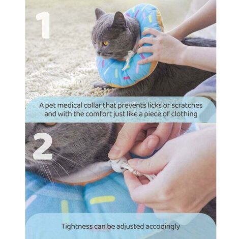 [NEVER USED] Adjustable Cat Recovery Collar, Cute Cat Donut Collar, Soft Cone Collars for Cat, Protective Cone Healing After Surgery