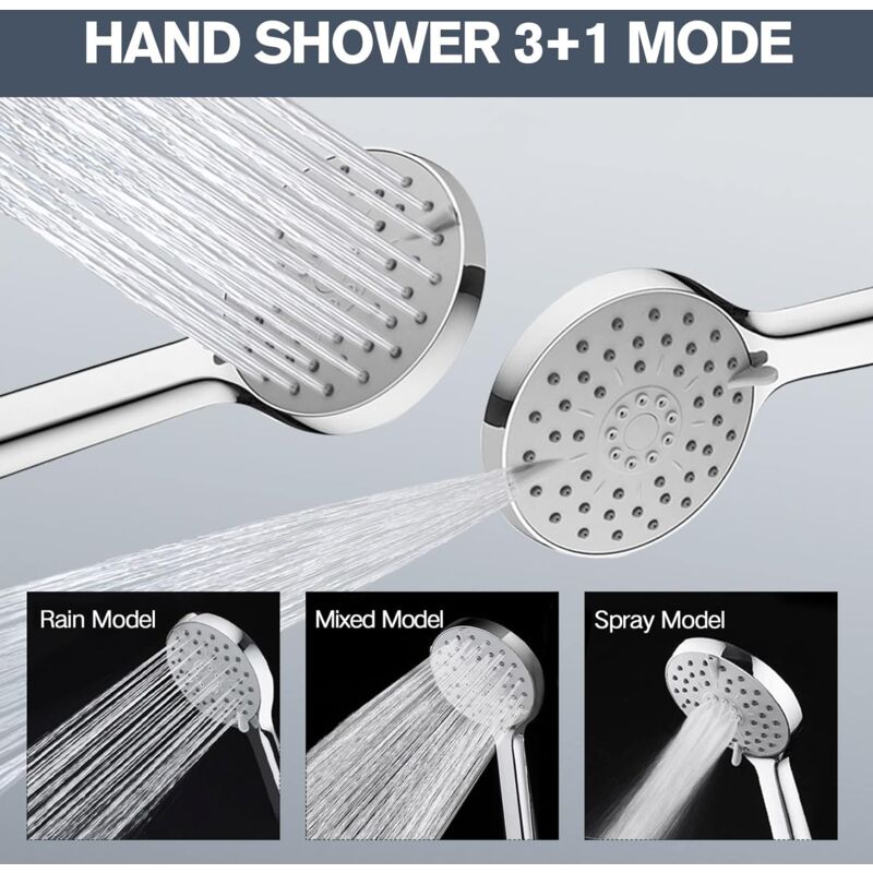 Duschsystem Mit Regenduschkopf & Handbrause – Verstellbarer Arm, Chrom, Durchflussregler