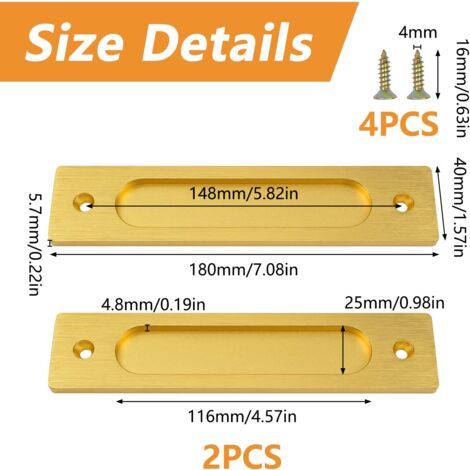 Produktbild von VVW&LIU 4 Teile/los Edelstahl 316 Bündig Hebegriff Bündig Luke Heben Ring Luke Ziehen Griff Schließfach Schrank Boot Marine Hardware,H