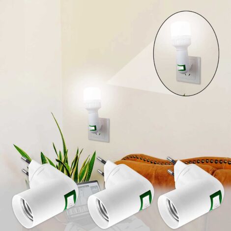 EU Stecker Mit Schalter & E27 Lampenfassung – 360° Drehbar, 4 Stück, Feuerfestes PBT, Bis 100W