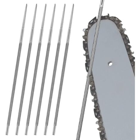 Rundfeilen, 6 Stück 5,2 mm Kettensägen-Schärffeilen zum Schärfen von Kettensägenketten. Zum Schärfen von Kettensägenzähnen, um runde Öffnungen zu vergrößern (1/5)