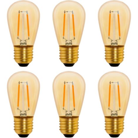 S14 Vintage LED-Glühlampe E27, 1 W, bernsteinfarben, Edison-Ersatz, 10 W Glühlampe, nicht dimmbar, Warmweiß 2200 K, AC 220 V, 6er-Pack