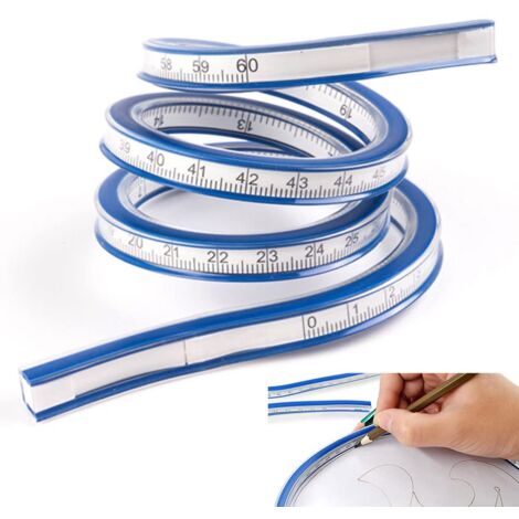 Stück flexibles PVC + Metall-Lineal, 60 cm, biegbares Kurvenlineal, deutlich flexibles Kurvenlineal, zwei Klettern, tragbar, für Büro, Schule, Studio, technisches Zeichnen, Bekleidung, Schreinerei – B