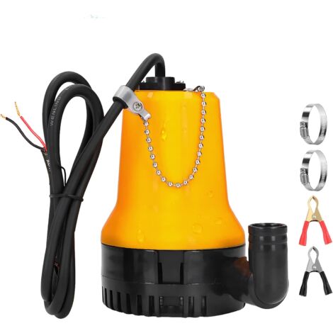 12V Tauchwasserpumpe Tauchpumpe 50W 4200L/H Gleichstrompumpe Schmutzwasserpumpe Tragbare Leitungslänge 2,3 Meter mit Klemme, für saubere und schmutzige Fischteiche