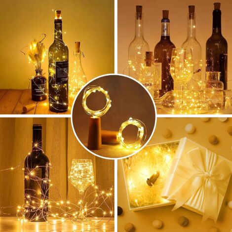 Wiederaufladbare USB-Flaschenlichter Mit Korken – 20 Warmweiße LEDs Auf Flexiblem Kupferdraht, 2er-Set, Für Weinflaschen, Party, Hochzeit & DIY-Deko