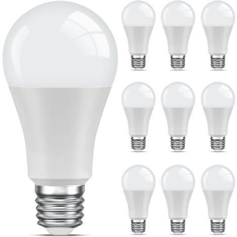 10 Stück E27 warmweiße LED-Glühbirne, 6500 K Standard-Glühbirne, 9 W entspricht 60 W, nicht dimmbar, 220 V–240 V für Zuhause, Restaurant, Café (1/5)