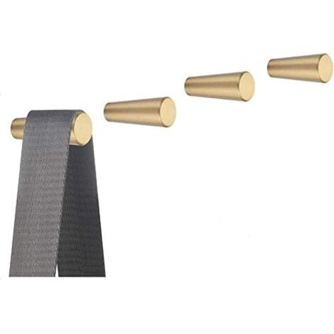 Wandhaken aus gebürstetem Messing, 45 mm x 15 mm, goldene Kleider- und Handtuchhaken für Badezimmer, Kleiderhaken, Handtuchhalter (konisch, 4 Stück)