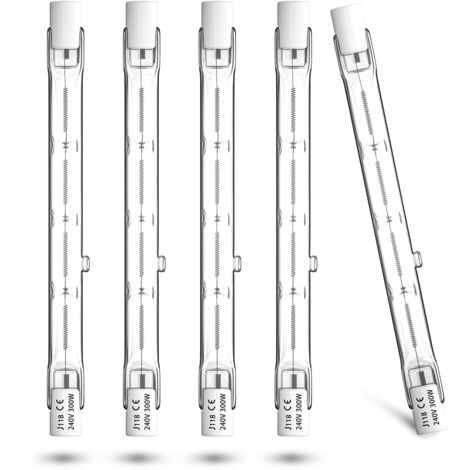 R7s 300 W Halogenlampe 118 mm – lineares Halogen-Flutlicht, warmweiß 2800 K, für Sicherheitslampen, Landschaftsbeleuchtung, 5 Stück