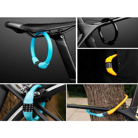 4-stelliges Zahlen-Fahrradschloss, 60 cm langes Kabel, Durchmesser 11 mm,  fr Roller-Fahrrad, verschiedene Farben (11 x 600 mm)