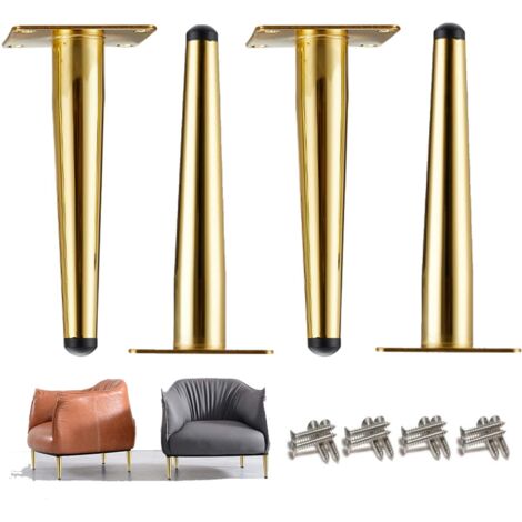 Möbelbeine, Set mit 4 Möbelbeinen aus Metall, Stützbeine für TV-Schrankbeine, erhöhte Sofabeine, für Badezimmerschrankbeine, Bettbeine, Couchtischbeine, Gold – 10 cm