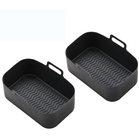 Set mit 2 Heißluftfritteuse-Tabletts, Silikon, Schwarz (1/5)