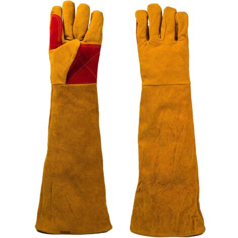 Paar Schweißhandschuhe, schützende Arbeitshandschuhe, isoliertes, verschleißfestes Rindsleder für flammhemmendes Schweißen, Lagerfeuerschweißen, Schmieden von Schornsteinen, Grillen, 60 cm (1/5)