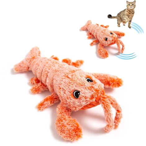 Interaktives elektronisches Fisch-Katzenspielzeug – weiches elektrisches Katzenspielzeug, wiederaufladbarer Katzenminzenbeutel – waschbarer Plüsch, 3 Geschwindigkeiten, USB-Kabel – spannendes Verfolgu