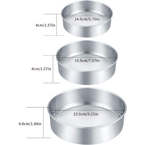 Edelstahl Mehlsieb Set – 3 Größen (15,2/20,3/25,4 Cm), 60 Maschen, Inkl. Streuer