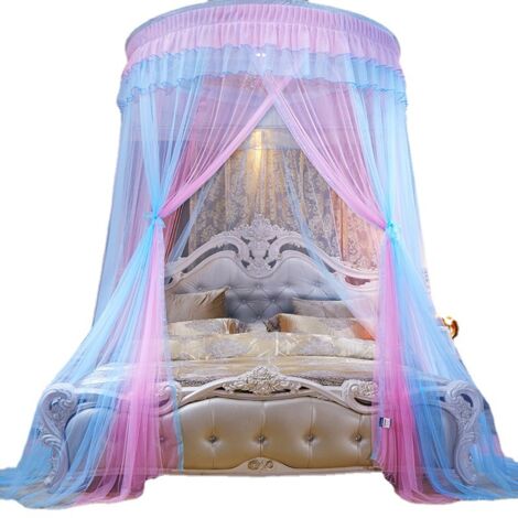 Prinzessin Rundes Hängendes Moskitonetz - Rundes Spitzen-Moskitonetz - Rosa/Blau