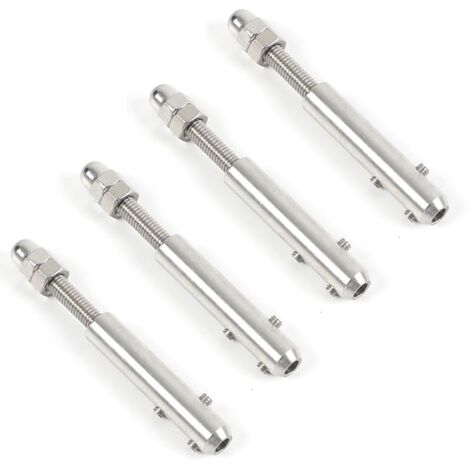 Drahtseilklemme, 4 mm Drahtseil-Schraubklemme, 4 Stück und L-Schraubenschlüssel, Drahtseilspanner, Edelstahl-Drahtseilspanner zur Befestigung von Abspannseilen