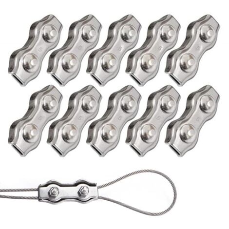 10 Stück Duplex-Clips M5 Drahtseilklemmen Edelstahl 304 Duplex-Klemmen für 5 mm Drahtseil-Takelage