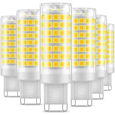 G9-LED-Glühbirne, Kaltweiß, 6000 K, 7 W, entspricht 60 W Halogenlampe, 650 lm, energiesparend, kein Flimmern, Standard-G9-Sockel, AC 220–240 V, nicht dimmbar, 6er-Pack