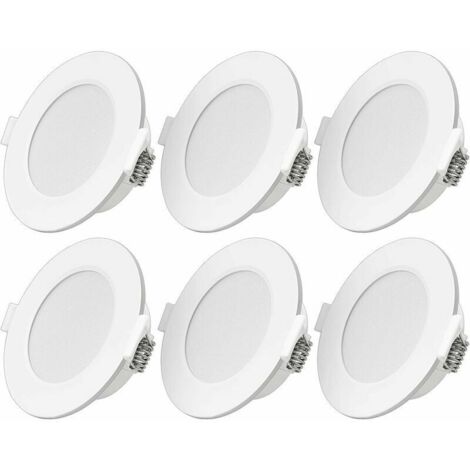 Ultraflacher LED Einbaustrahler 6W LED Spot 230V IP44 Warmweiß 6er Set LED Einbaulampen Einbautiefe 26mm Mini Slim Deckenstrahler für Bad Wohnzimmer