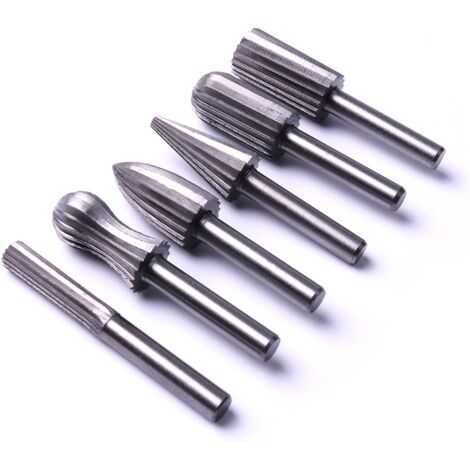 6-teiliges 6-mm-1/4-Zoll-Stahl-Rotationsfräser-Feilenset zum Schleifen und Entgraten von Metall, Kunststoff, Holz und Stein