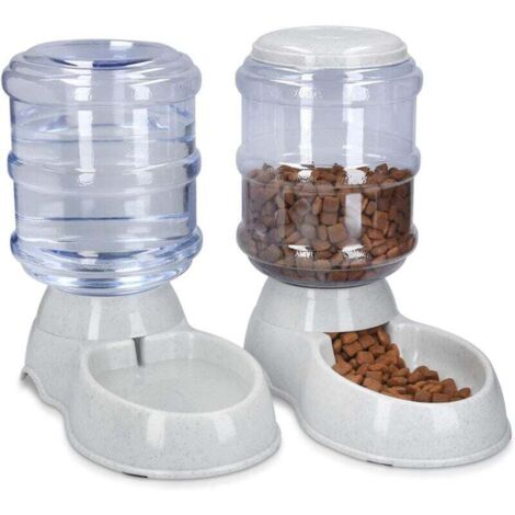 2X Trockenfutter- und Wasserspender – Zubehör für Katze und Hund – 2X Automatischer Futternapf – für Katze, Hund, Kaninchen – Fassungsvermögen 3,8 l
