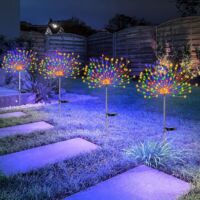 4er-Pack Solar-Feuerwerkslichter, 120 LEDs, 40 Kupferdrähte, solarbetriebene Feuerwerkslichter für Wege, Hinterhof, Hof, Weihnachtsdekoration (bunt)