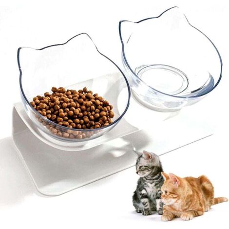 Gamelle Chat/chien Inclinée 15° - Anti-dérapante, Bol En Acier Inoxydable Amovible, Design Ergonomique Pour Le Cou