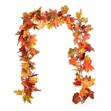 Ghirlanda autunnale con foglie autunnali e bacche gialle, arancioni e bordeaux per pareti della porta d'ingresso, camino e ingresso, ghirlanda per la porta del Ringraziamento - Italia