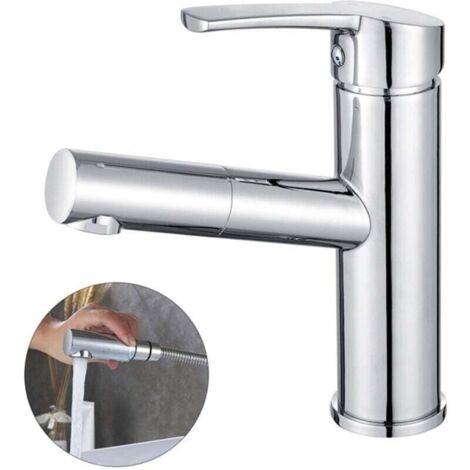 Rubinetto Lavabo Bagno Nero Opaco Con Doccetta Estraibile | 3 Fori 10 Cm | FELIXBATH - 3