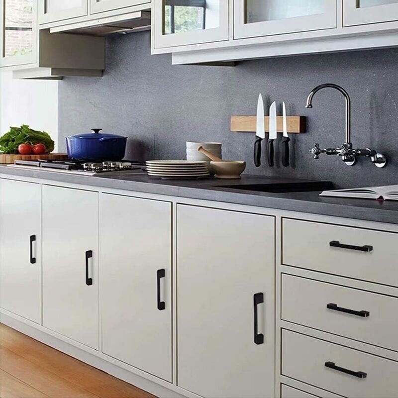 Set 6 Maniglie Per Mobili Cucina, Distanza Fori 160 Mm, Colore Nero, In Lega Di Alluminio - Per Ante E Cassetti, Design Moderno, Facile Installazione
