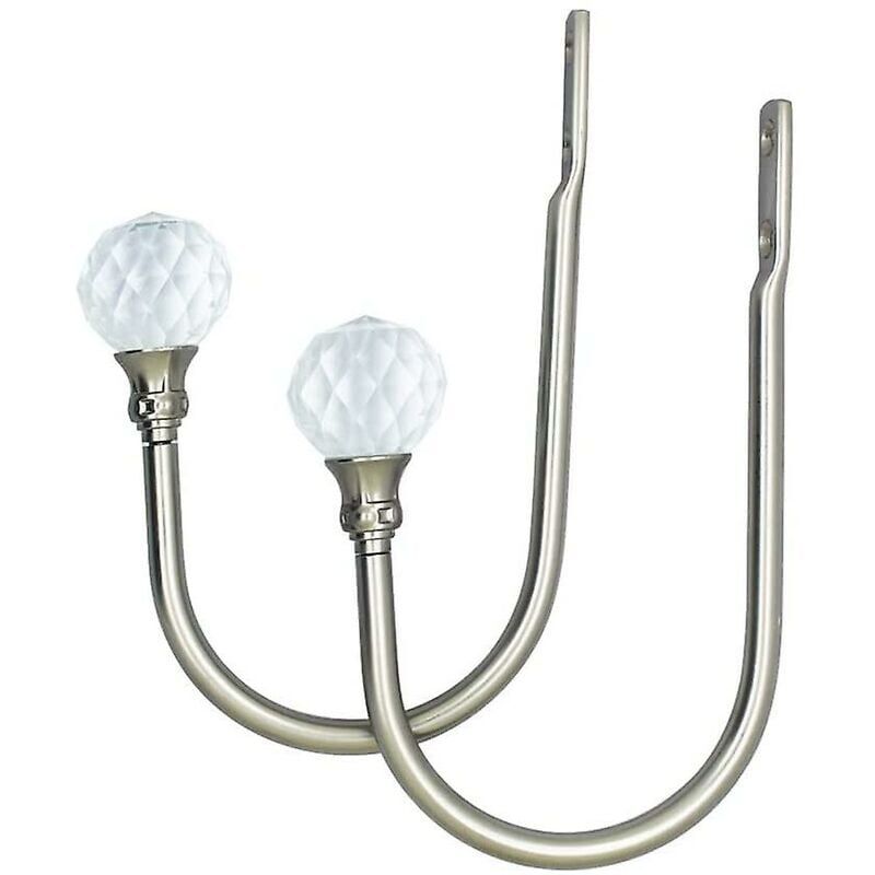 Fermatenda Per Tende In Metallio A U - Set 2 Pezzi Con Viti, Argento - Foto 5