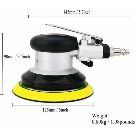 Levigatrice Pneumatica Orbitale 125mm - 10000 Giri/Min, Per Lucidatura Legno E Metallo - Foto 4