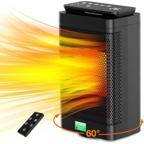 Chauffage D'appoint DR.PREPARE 1500W PTC - Télécommande, 3 Modes + ECO, Oscillation 70°, Minuterie 12h, Sécurité, Silencieux