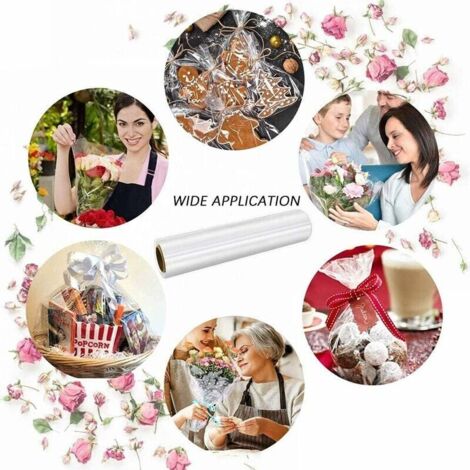3 Rotoli Carta Cellophane Trasparente - 84cm X 6m Per Regali E Fiori | Doppia Piegatura Con Motivi - Foto 4