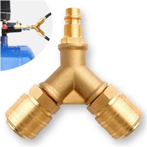 Distributore Aria Compressa A 2 Vie - Ottone, Attacchi Rapidi 1/4", Tenuta Stagna