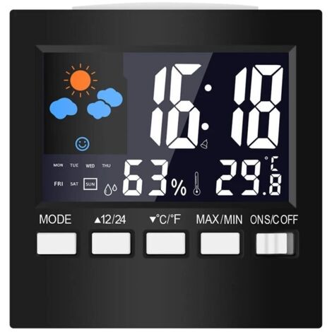 LCD Elettronico Digale Temperatura Misuratore Di Umid&agrave; Termometro Esterno Interno Igrometro Stazione Meteorologica Orologio HTC-1 HTC-2