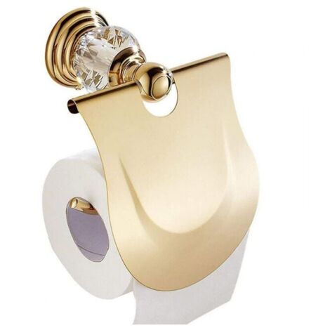 Porta carta igienica con sportello, finitura oro, montaggio a parete, accessori da bagno in metallo dorato | Leroy Merlin