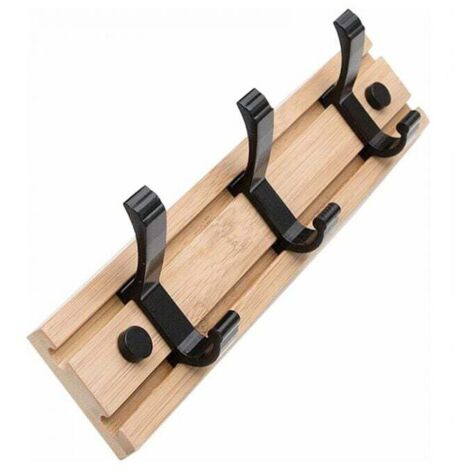 Appendiabiti Da Parete A Onda In Bambù 52 Cm Con 6 Ganci E 2 Ripiani - Ecologico E Robusto Per Soggiorno, Ingresso, Camera