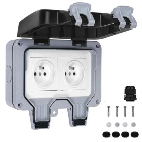 Presa Esterna Impermeabile IP54 Con Coperchio – 2 Pezzi, 16A 3500W, 3 Prese, Gomma TPE, Per Giardino E Balcone