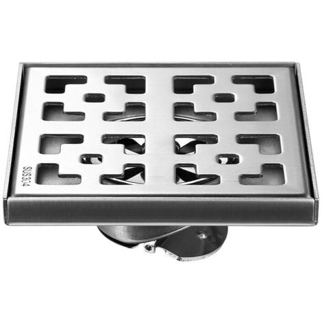 Piletta di scarico per doccia quadrata spazzolata 15x15 cm, scarico a
