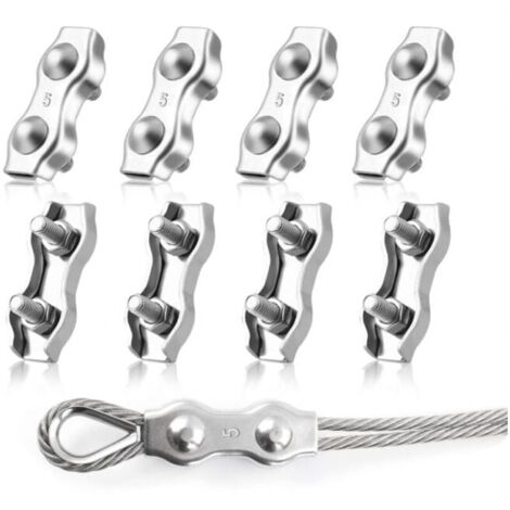 MroMax 5 morsetti per cavi in acciaio inox 304, 25 mm, in acciaio inox 304, morsetti isolati in metallo, per installazione tubi o cavi metallici, colore nero