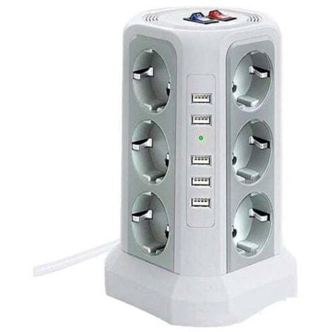 Ciabatta Multipresa Thonapa Con Protezione Sovratensioni - 8 Prese + 2 Porte USB - Cavo 1.8m
