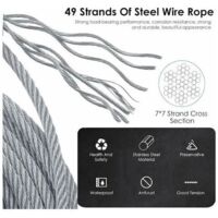 Kit Supporto Piante Rampicanti - Cavo Acciaio 3mm, 12 Supporti, Per Giardino E Muri