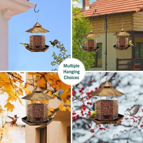 Comedero Para Pájaros De Ventana - Transparente + Metal (23cm)