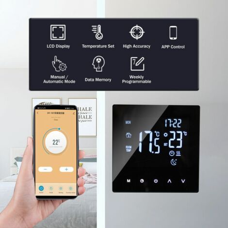 Termostato inteligente WiFi: controlador de temperatura para calefacción eléctrica con pantalla LCD, pantalla táctil, programación semanal y control por aplicación, adecuado para el hogar y la oficina