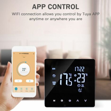 Termostato inteligente WiFi: controlador de temperatura para calefacción eléctrica con pantalla LCD, pantalla táctil, programación semanal y control por aplicación, adecuado para el hogar y la oficina