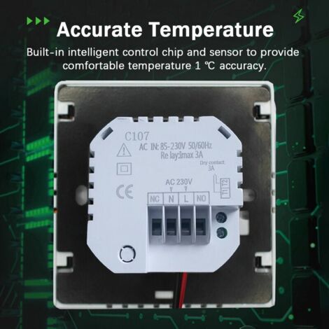 Termostato inteligente WiFi: controlador de temperatura para calefacción eléctrica con pantalla LCD, pantalla táctil, programación semanal y control por aplicación, adecuado para el hogar y la oficina