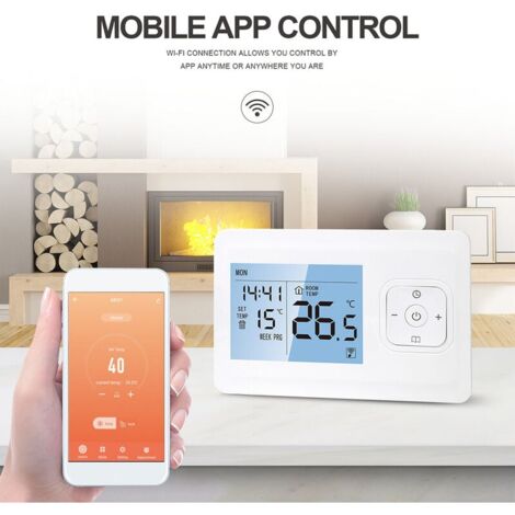 Termostato inteligente WiFi programable inalámbrico XVX con receptor RF, soporte de pared para mesa, control de voz estilo aplicación