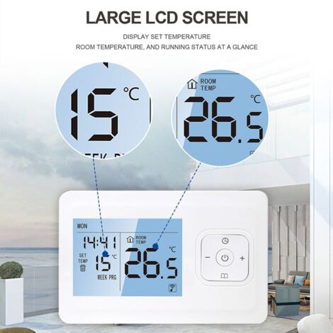 Termostato inteligente WiFi programable inalámbrico XVX con receptor RF, soporte de pared para mesa, control de voz estilo aplicación